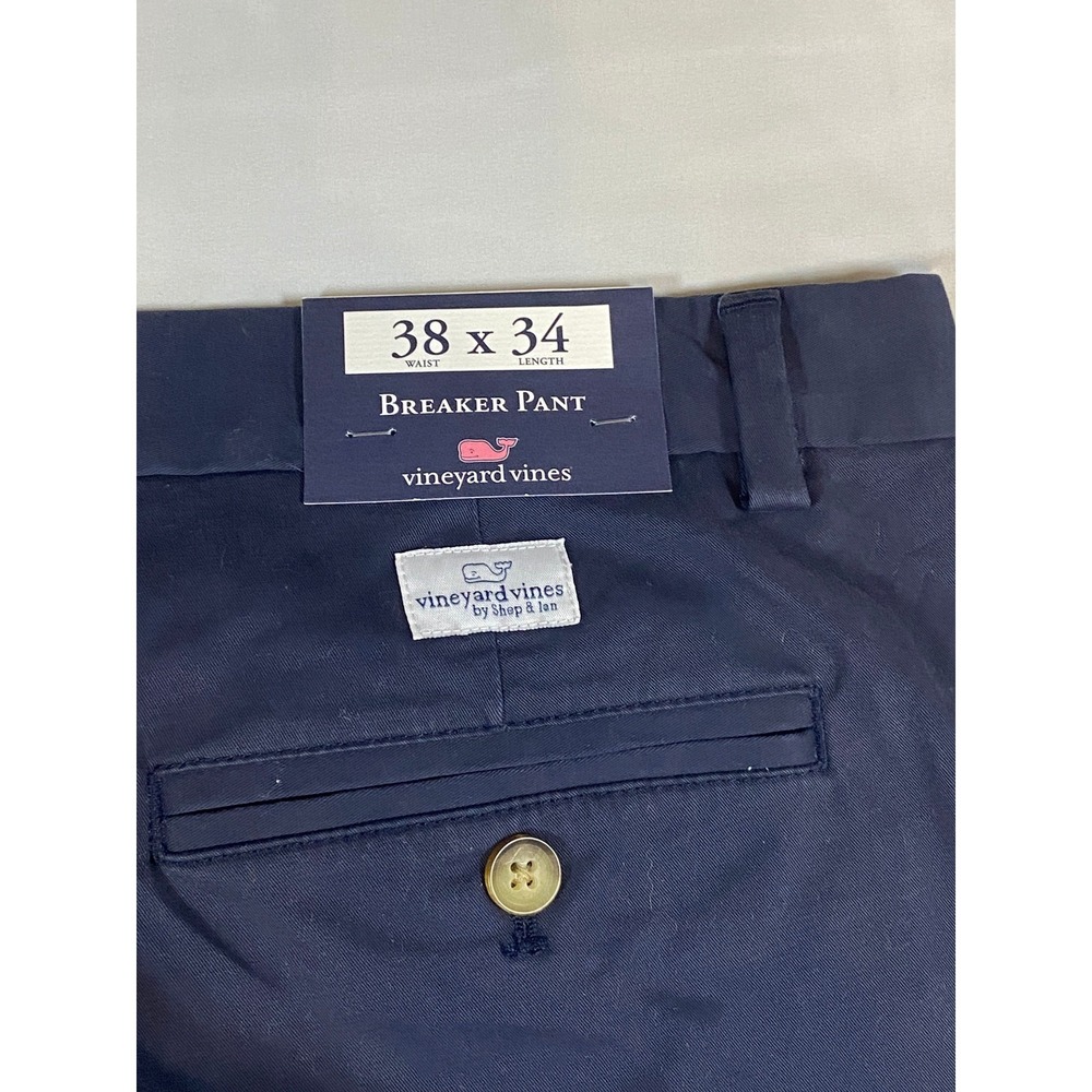 Vineyard Vines Mens Breaker Pant Navy Blue Straight Leg Chino‎ 38x34 NEW - Picture 4 of 12